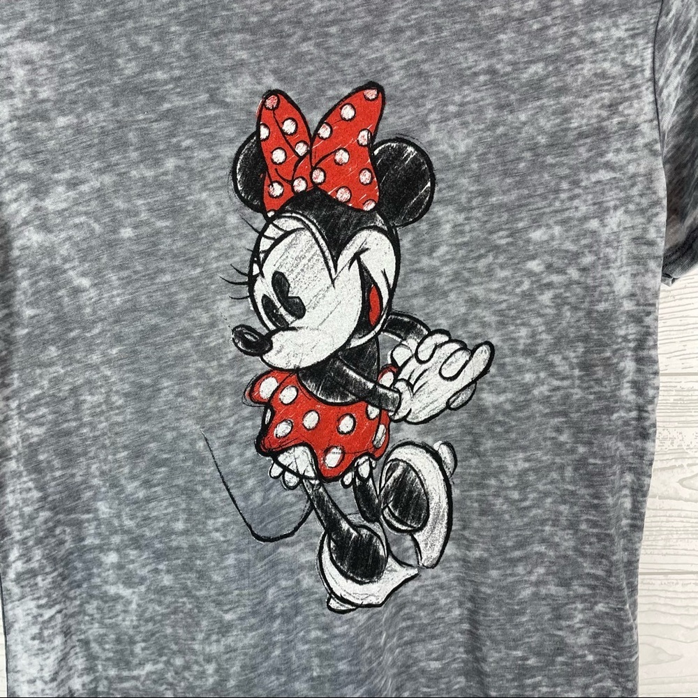 Disney Minnie Mouse Gray Burn Out T-Shirt Size XS - Picture 3 of 4